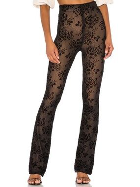 MAJORELLE Black Floral Burnout Flare Pants